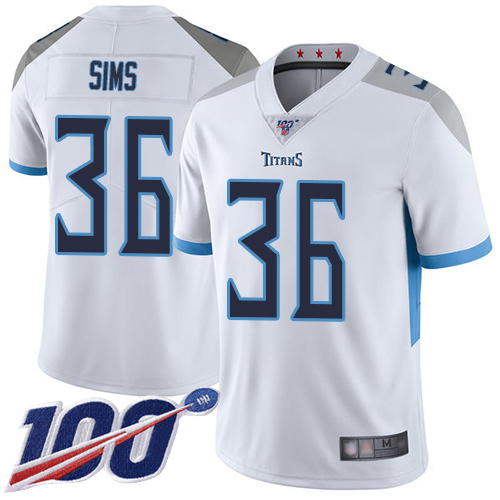 Tennessee Titans Limited White Men LeShaun Sims Road Jersey NFL Football #36 100th Season Vapor Untouchable->youth nfl jersey->Youth Jersey